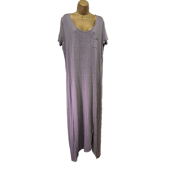 Poetry Hemp Cotton Midi Maxi Dress 14 Lagenlook Lavender Gray Asymmetrical Rural - Picture 1 of 8